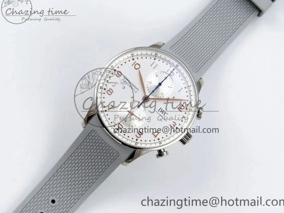MIROTIME 1228 Portuguese Chrono IW3716 Z+F 1:1 Best Edition White Dial on Gray Rubber Strap A WrinkleFree 7014